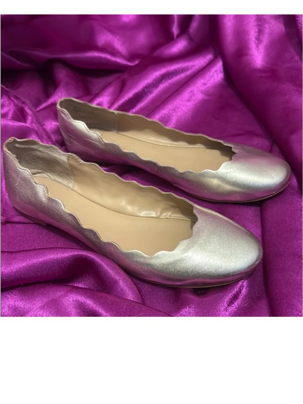 Saks Fith Avenue Scalloped gold Ballet Flats size 9